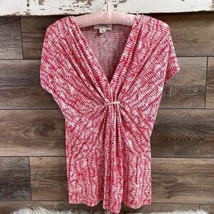 Josephine Studio Ladies Blouse, Size Petite Medium, Red and White